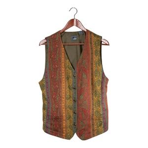 Liz Wear Damask Tapestry Vest Men's Medium 90s Vintage Funky Retro